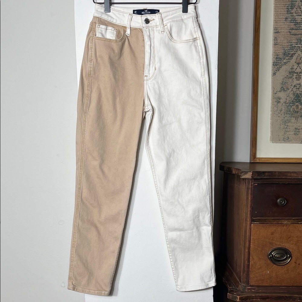 Hollister Beige and White Contrast Jeans